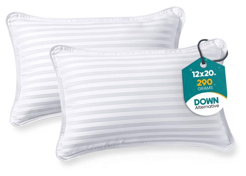 Utopia Bedding Travel Pillow for Airplane Car and Toddlers White 2 Pack Neck Support for Travelling Down Alternative Filling Compact Camping Pillow for Backpacking Hiking 12x20 - Image 2