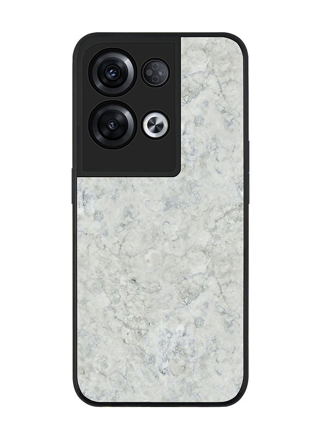 Stylizedd Rugged Black edge case for Oppo Reno8 Pro Slim fit Soft Case Flexible Rubber Edges Anti Drop TPU Gel Thin Cover - Marble Texture White - Image 1