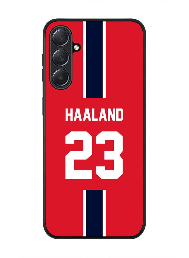 Stylizedd Rugged Black edge case for Samsung Galaxy M54 5G, Slim fit Soft Case Flexible Rubber Edges Anti Drop TPU Gel Thin Cover -  Football Team - Norway, Player Name - Haaland - Image 1