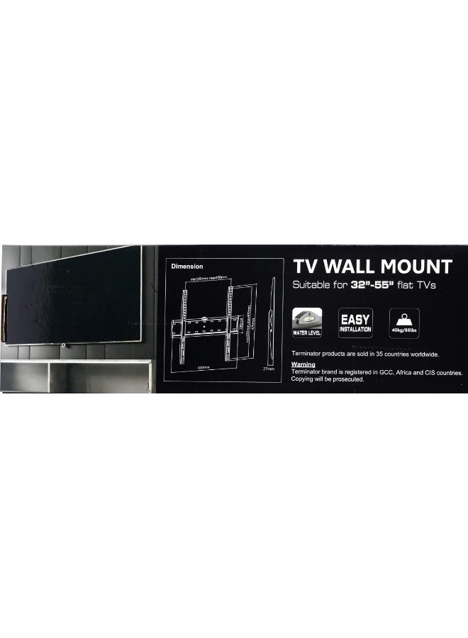 Terminator TV Wall Mount Bracket 32 to 55in Fixed for Flat LED & LCD with Level Meter TTWM3255F - Image 3