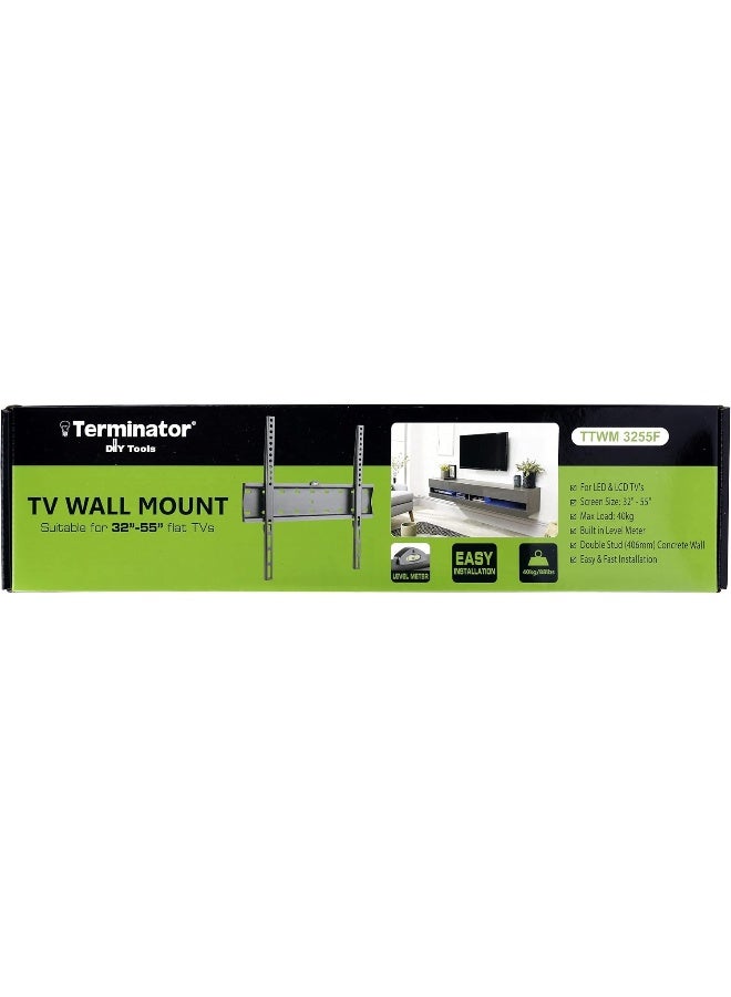 Terminator TV Wall Mount Bracket 32 to 55in Fixed for Flat LED & LCD with Level Meter TTWM3255F - Image 4