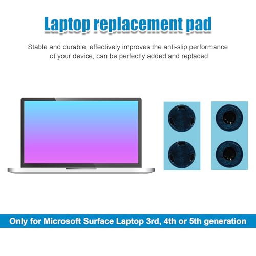Lasuroa 4-Pack Laptop Case Bottom Rubber Feet Pads for Microsoft Surface Laptop 3/4/5, Diameter 0.35in, Black - Image 5