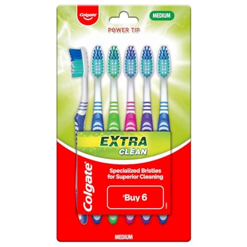 Colgate Extra Clean Toothbrush, Soft Bristle Toothbrush Combo Pack Offer - Medium (Pack of 6) - Image 1