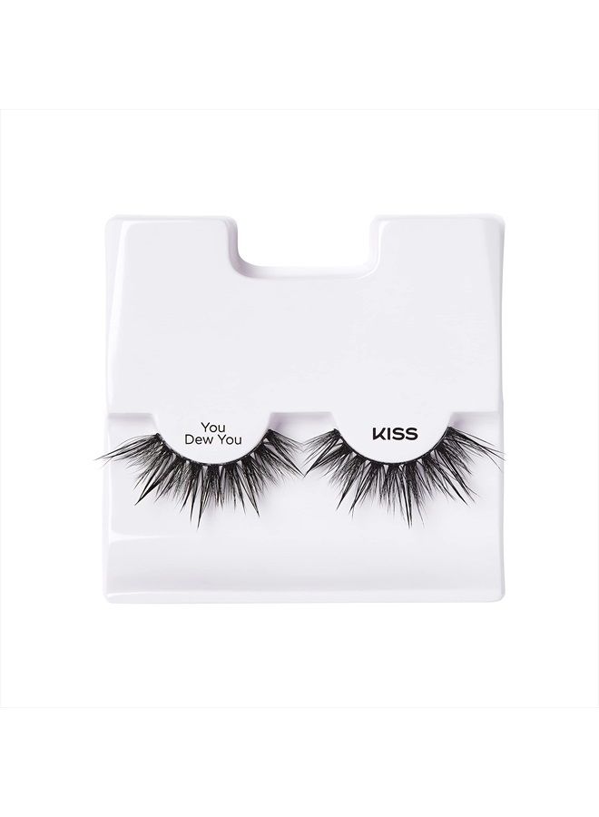 KISS رموش صناعية هالوين لاش دريب، حجم معزز شائك، تأثير مائي فريد، رموش مزيفة متعددة الأطوال قابلة لإعادة الاستخدام، نمط رموش متقاطع رقيق، أسلوب 'أنت تفعل أنت'، 1 زوج، P - Image 2