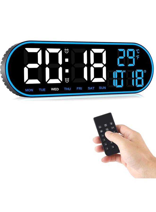 PADOM Padom Digital Wall Clock Large Display, 15 inch Digital Alarm Clock, LED Digital Clock with Remote Control, Adjustable Brightness, Countdown Large Clock with Date, Week, Temperature, Corded Power  - Image 1