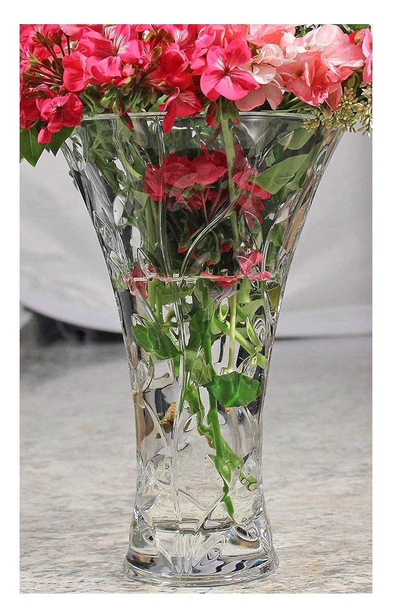 E - Ezra EEzra Crystal Diamonds Shape Thickened Crystal Glass vase for Home Decor Wedding or Gift 1 Piece 12 in Tall Large VASE 