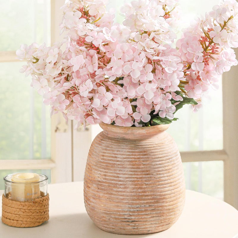 ooit Ceramic Flowers Rustic Vase, Neutral Pottery Farmhouse Vases Home Decor, 7.48" Terracotta Pampas Decorative Vase for Table Entryway Mantel Bookshelf Bedroon Bathroom Living Room - Image 3