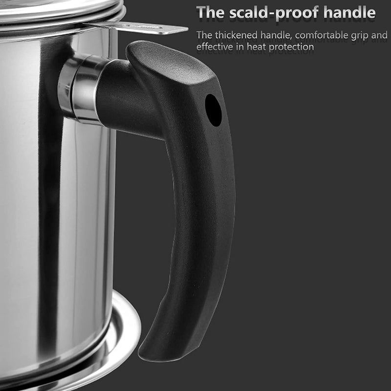 Yorten Oil Filter Stainless Steel Household Oil Pot with Lid Cooking Oil Fat Separator for Filter Residue - Image 2