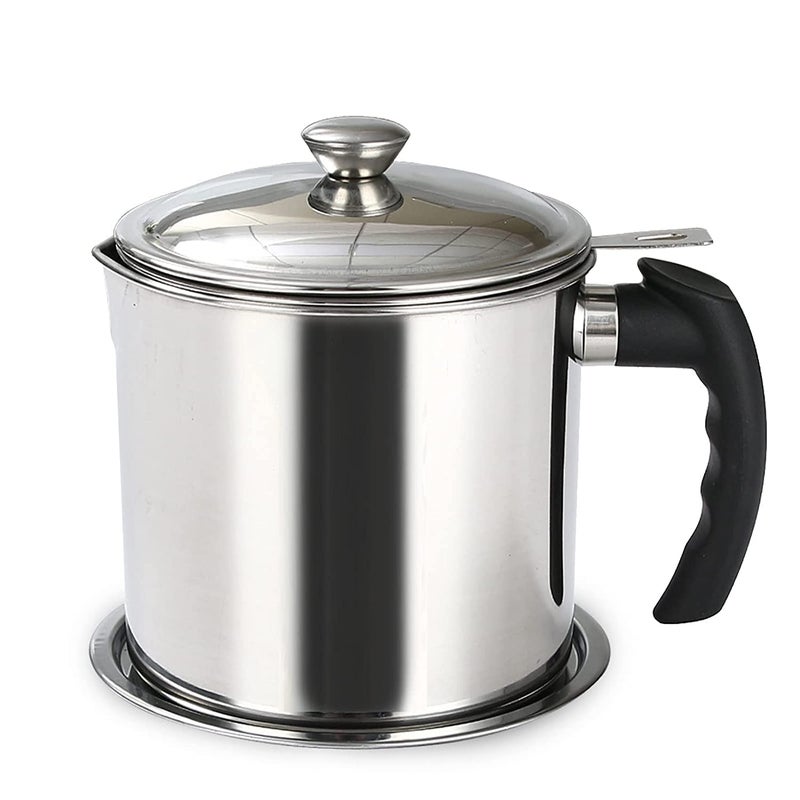 Yorten Oil Filter Stainless Steel Household Oil Pot with Lid Cooking Oil Fat Separator for Filter Residue - Image 1