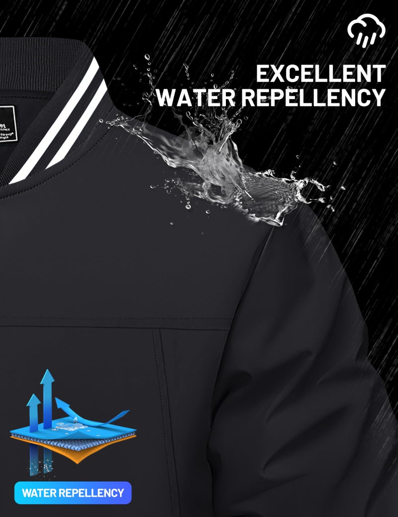 TACVASEN Men Black Jacket Casual Mens Jackets Casual Stylish Lightweight Lightweight Track Jacket Mens Windbreaker Jackets - Image 2