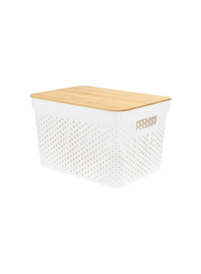 Storage Basket With Bamboo Lid - Image 1
