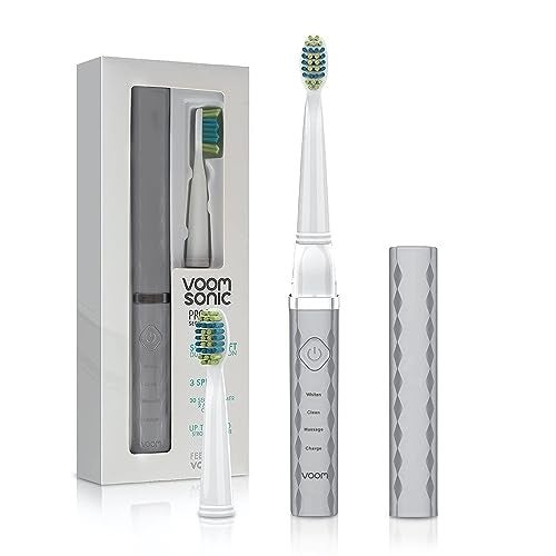 Voom Sonic Pro 3 Rechargeable Electric Toothbrush With Soft Dupont Nylon Bristles Dentist Recommended Portable Oral Care 2Minute Timer 3 Adjustable Speeds Light Weight Design Silver - Image 2