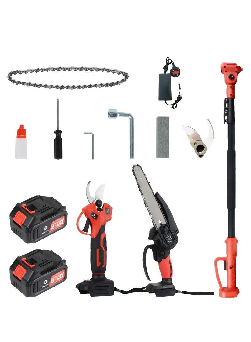 GearZone Pole Pruning Shears: 1.6" Cutting Diameter Cordless Electric Pole Pruners - Brushless Motor, Dual 4.0Ah Batteries, Extra SK5 Blade, Adjustable Branches Cutter for Tree & Flower-Red - Image 1