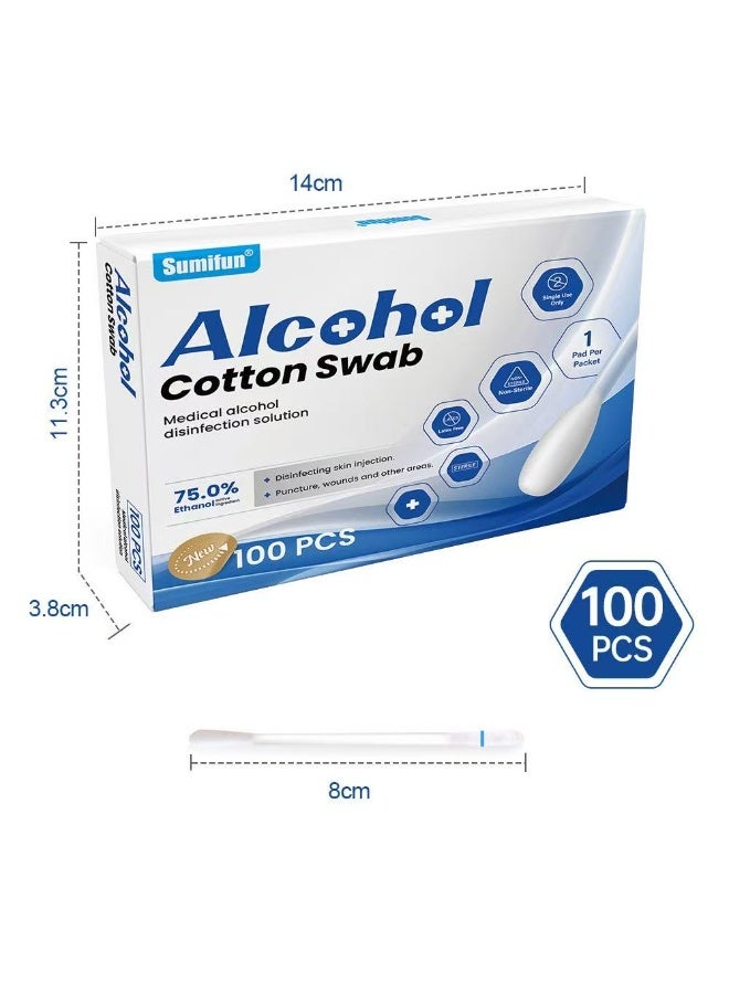 Sumifun 100 sticks of disposable alcohol cotton swabs individually packaged double-headed portable wound care cotton swabs - Image 3