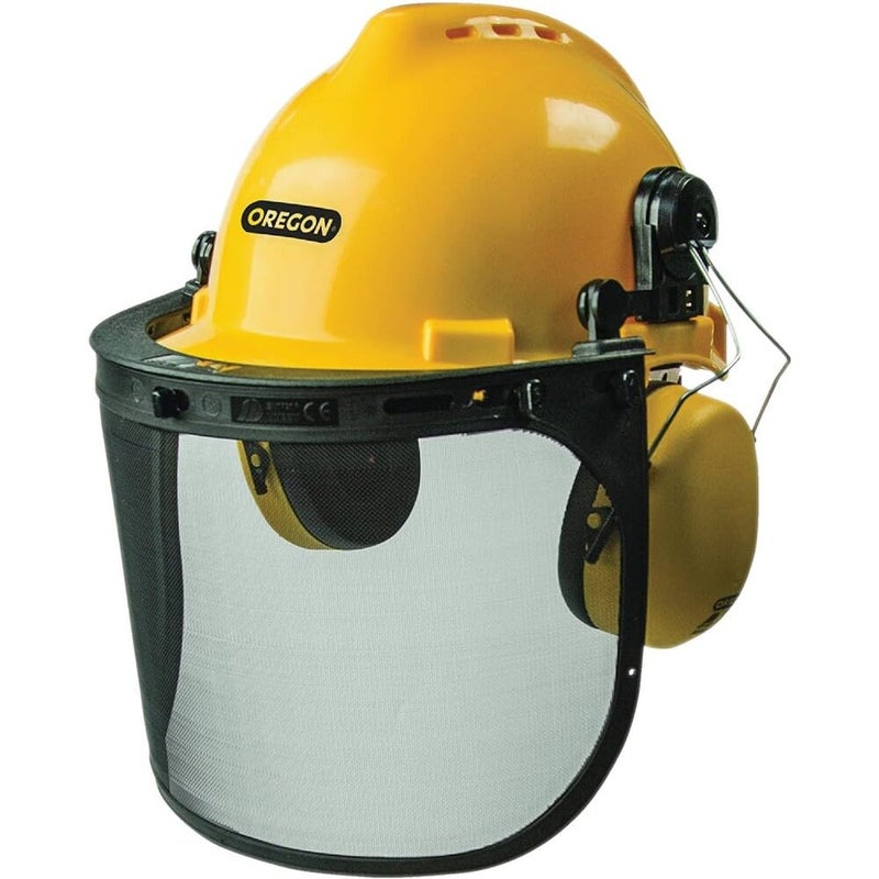 Oregon Chainsaw Safety Protective Helmet with Visor Combo Set, Yellow - Image 1