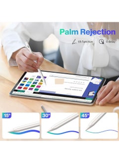 LNKOO 2Pcs Active Digital Stylus Pen Pencil Pro 2nd generation iPad Pen with Fast Charging & Palm Rejection For Apple iPad 2018 and Later White  - Image 3