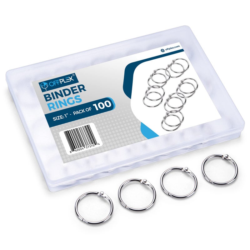 OFFPLEX Loose Leaf Binder Rings 1 Inch (100 Pack) – Sturdy Book Rings, Index Card Rings, Key Rings, Flashcard Rings, Notebook Paper Rings, Metal Rings for Office, School or Home - Image 2