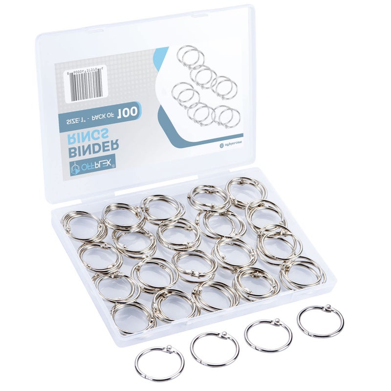 OFFPLEX Loose Leaf Binder Rings 1 Inch (100 Pack) – Sturdy Book Rings, Index Card Rings, Key Rings, Flashcard Rings, Notebook Paper Rings, Metal Rings for Office, School or Home - Image 1
