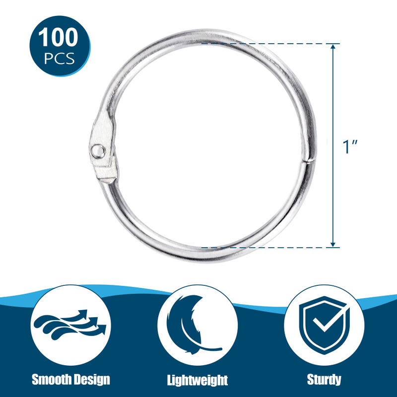 OFFPLEX Loose Leaf Binder Rings 1 Inch (100 Pack) – Sturdy Book Rings, Index Card Rings, Key Rings, Flashcard Rings, Notebook Paper Rings, Metal Rings for Office, School or Home - Image 3