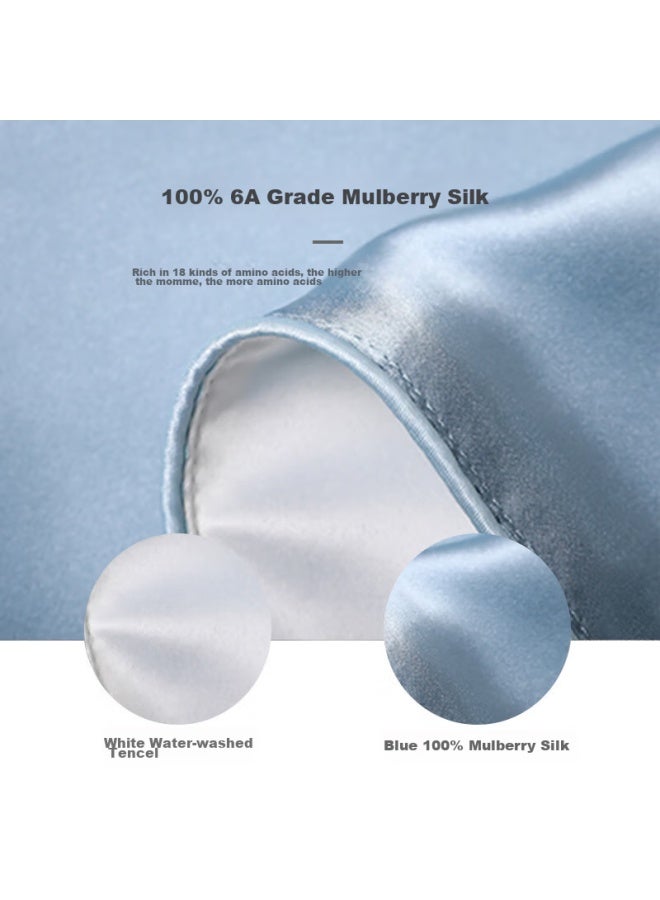 La Torretta Silk Pillowcase, 22cm 100% Mulberry Silk Pillow Cover, Simple Pillowcase, Smog Blue - Single Pack