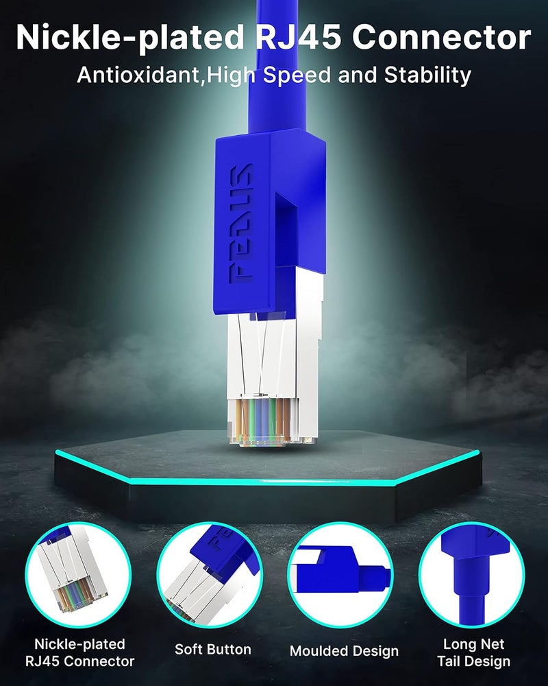 FEDUS كابل إيثرنت باتش RJ45 Cat5e عالي السرعة 1000 ميجابت في الثانية بطول 50 متر من FEDUS كابل LAN كابل إنترنت كابل كمبيوتر - Image 5