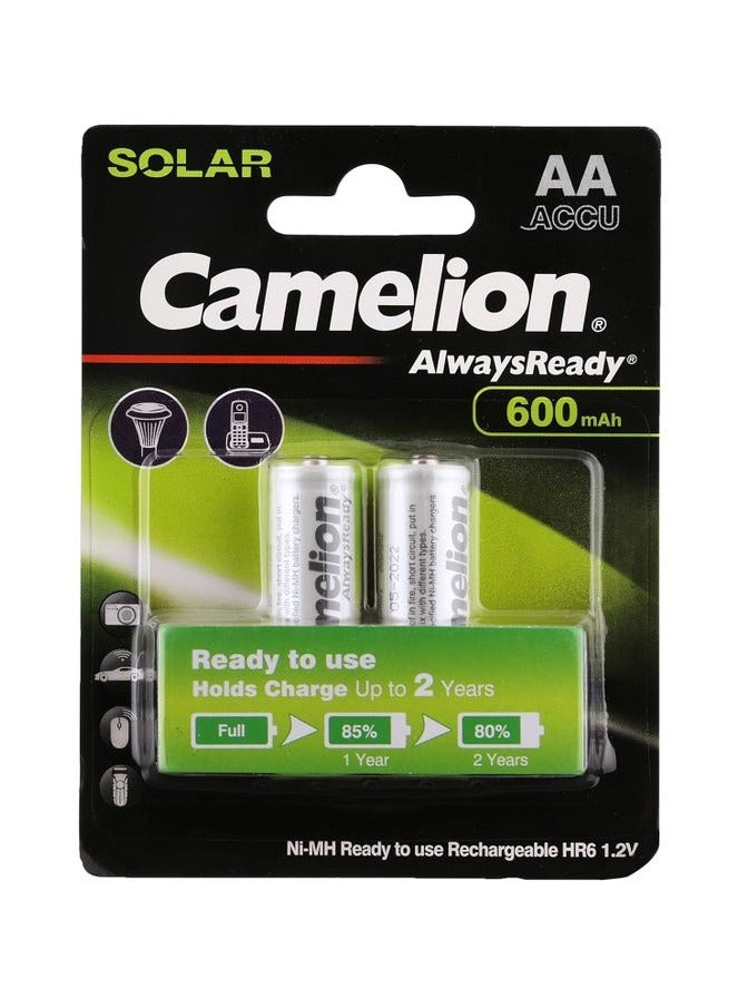Camelion AlwaysReady AA 600mAh NH-AA600ARBP2 2pc Card - Image 1