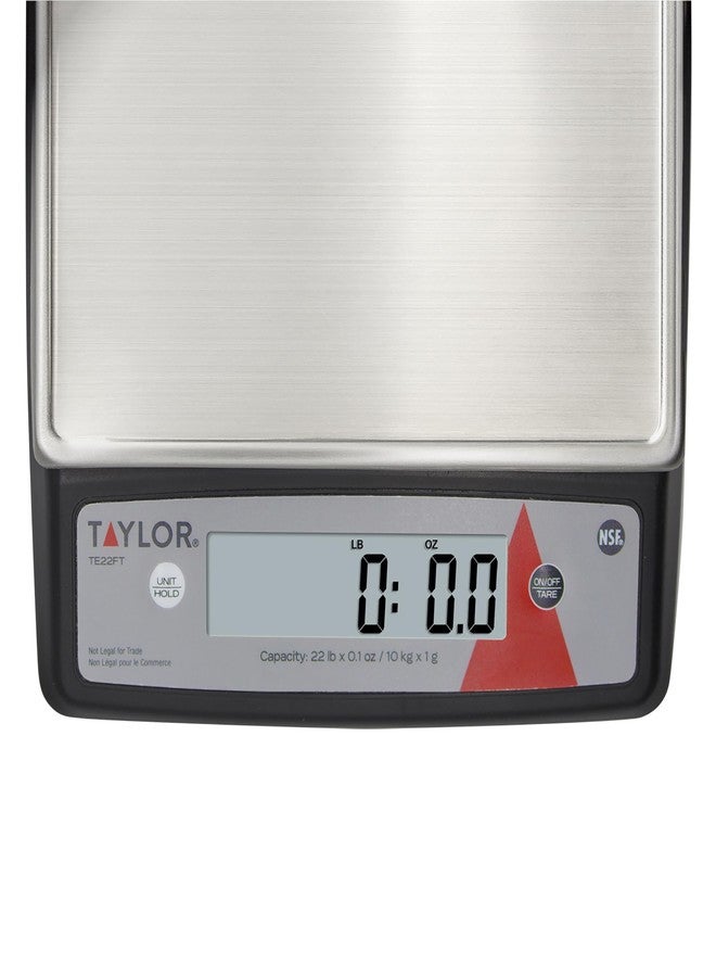 Taylor TE22FT 22-Pound Digital Portion Control Scale, Food Scale for Precise Weight Measuring and Portion Control, Tare and Hold Function, NSF, Stainless Steel Platform - Image 5
