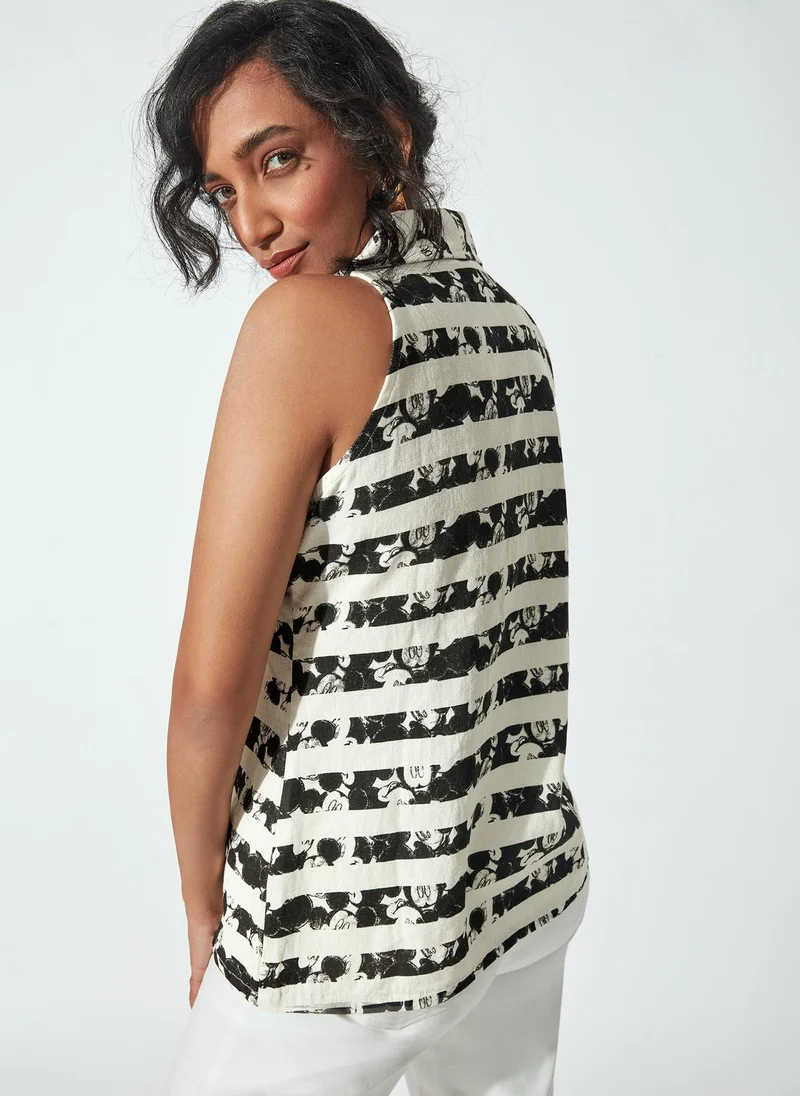 The Label Life Abstract Print Stripe Shirt