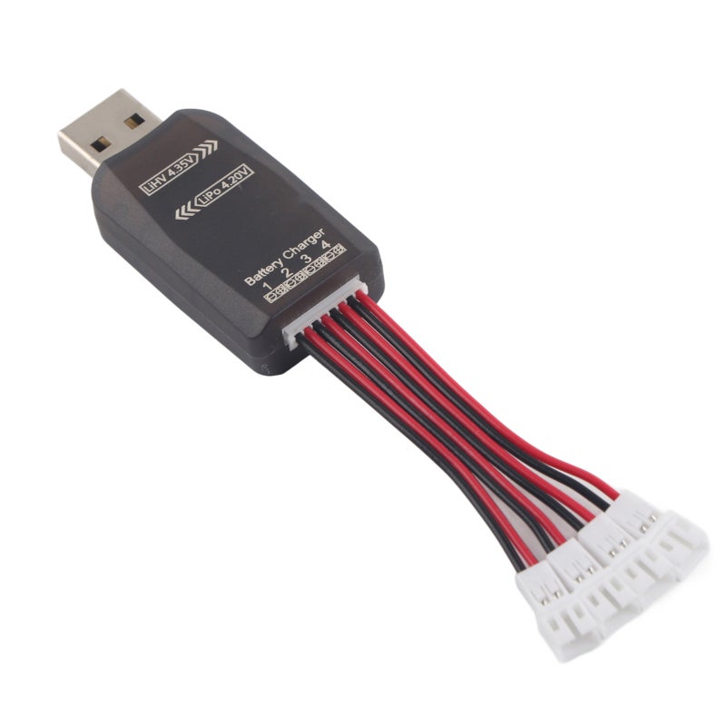 شاحن بطارية USB بأربع قنوات إخراج مستقلة يعمل بمجرد التوصيل - شاحن بطاريات الليثيوم مع 4 مؤشرات LED لطرازات سيارات RC والقوارب والطائرات ببطاريات LiPO و Li-HV - Image 1