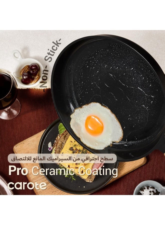 Carote 16-Piece Ceramic Non Stick Cookware Set – PTFE & PFAS Free, Non Toxic, Dishwasher Safe, Induction & Gas Compatible, Kitchen Pots and Pans with Lids, Stockholm Collection, Charcoal Black - Image 3