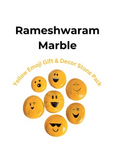 R&M RM Set of 6 Painted Beach Stone Emoji Fairy Garden Decorations | Lucky Charm Stones for Friends and Family | Handcrafted Rock Art for Indoor & Outdoor Decor | Unique Gift for Special Occasions  - Image 2
