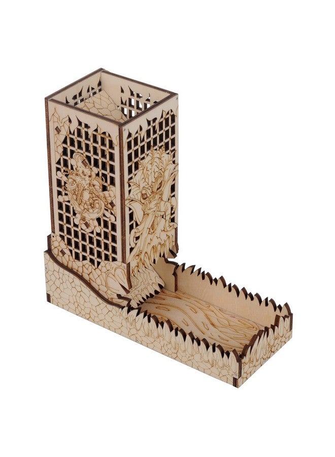 CZYY Dice Tower With Tray Wood Laser Etched Mind Flayer Portable And Collapsible Dice Roller Perfect For Board Game And Tabletop Rpg (Cthulhu) - Image 1
