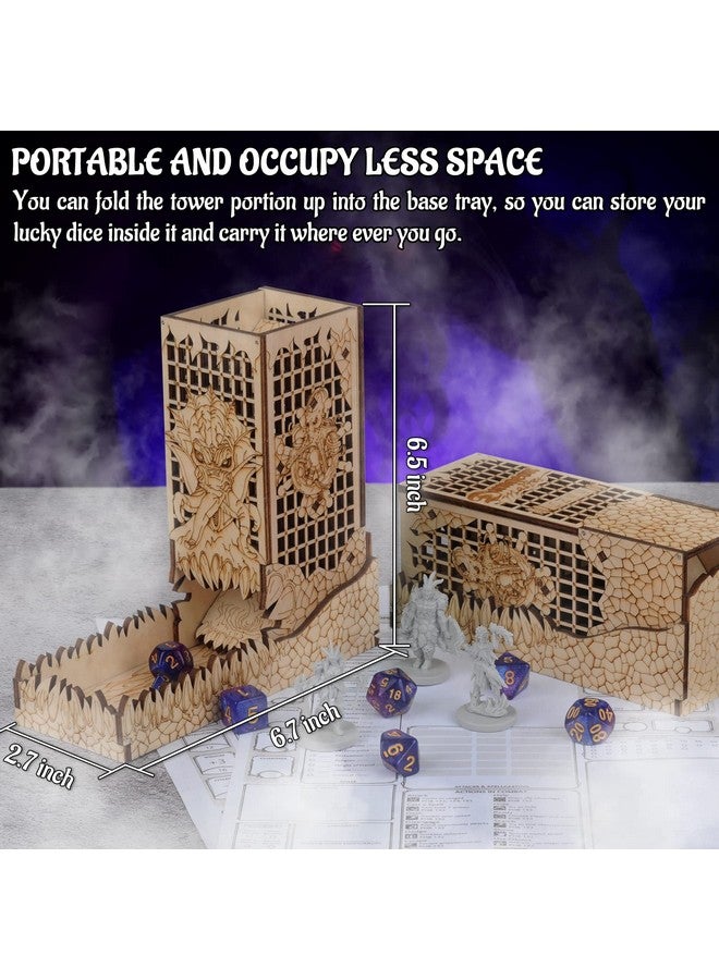 CZYY Dice Tower With Tray Wood Laser Etched Mind Flayer Portable And Collapsible Dice Roller Perfect For Board Game And Tabletop Rpg (Cthulhu) - Image 3