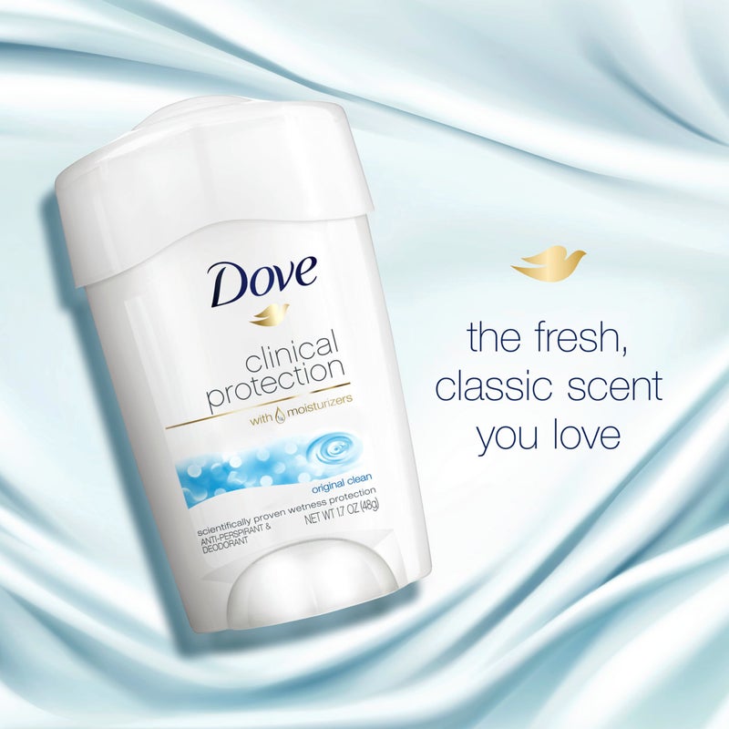 Dove Clinical Protection Antiperspirant Deodorant For Sweat and Odor Protection Original Clean Antiperspirant For Women Made With 1/4 Moisturizers 1.7 oz - Image 2