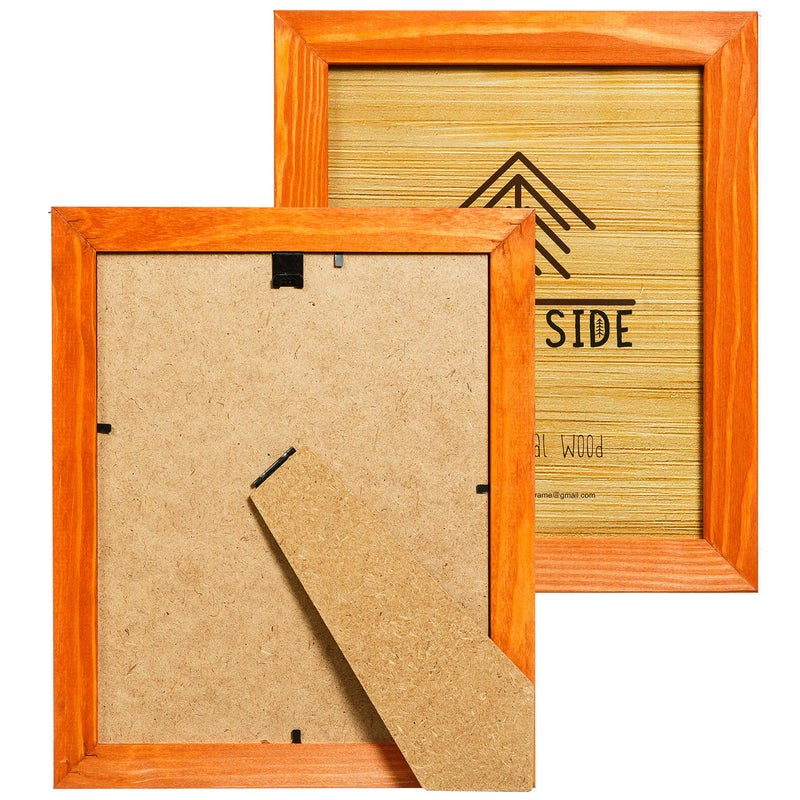 WOOD SIDE ORBIS Rustic Wooden Picture Frame 5x7 Inch - Set of 2-100% Natural Eco Distressed Wood and Real Glass - Made for Wall and Table Top Display - Orange - Image 2