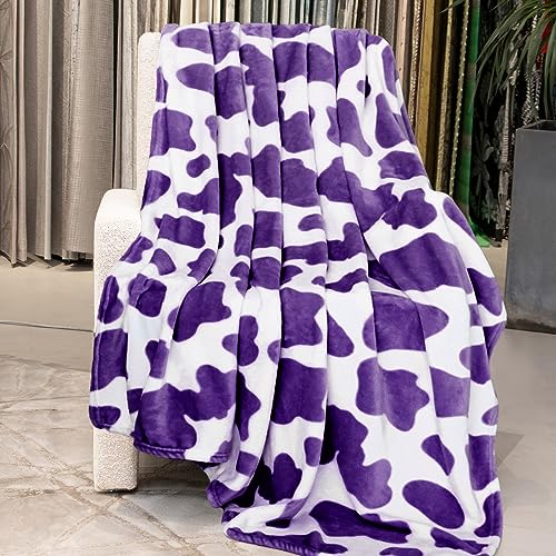 GEULAY Purple Throw Blanket for Bed Lavender Soft Fleece Blanket for Women Girls Teens Lightweight Bedding Couch Accessories Purple Gifts for Birthday Holidays 50x60 - Image 1