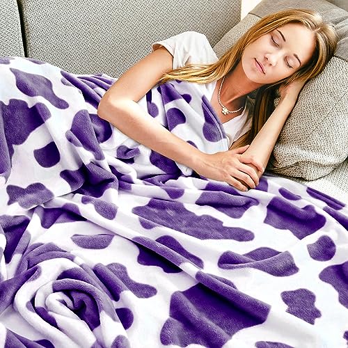 GEULAY Purple Throw Blanket for Bed Lavender Soft Fleece Blanket for Women Girls Teens Lightweight Bedding Couch Accessories Purple Gifts for Birthday Holidays 50x60 - Image 3