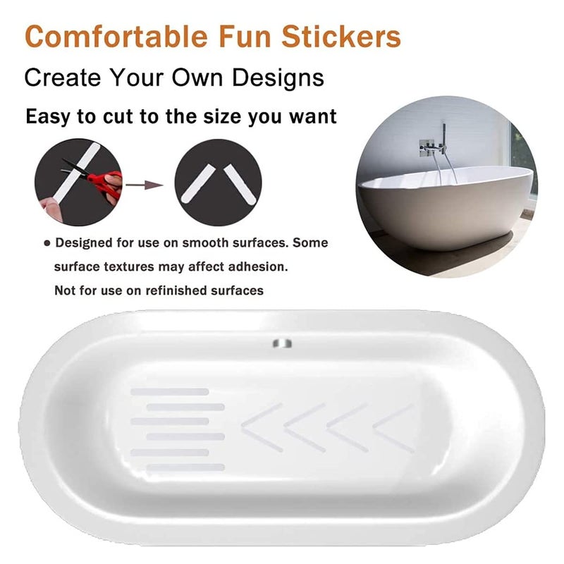 Primetan PEVA Safety Anti Slip Adhesive Shower Stickers Strips Treads with Scrape for Adults and Kids 50 Pieces - Image 4