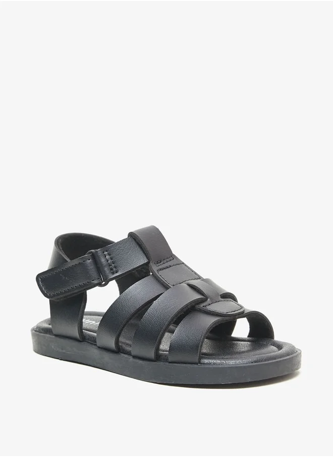 جونيورز Boys Solid Open Toe Sandals with Hook and Loop Closure  Ramadan Collection