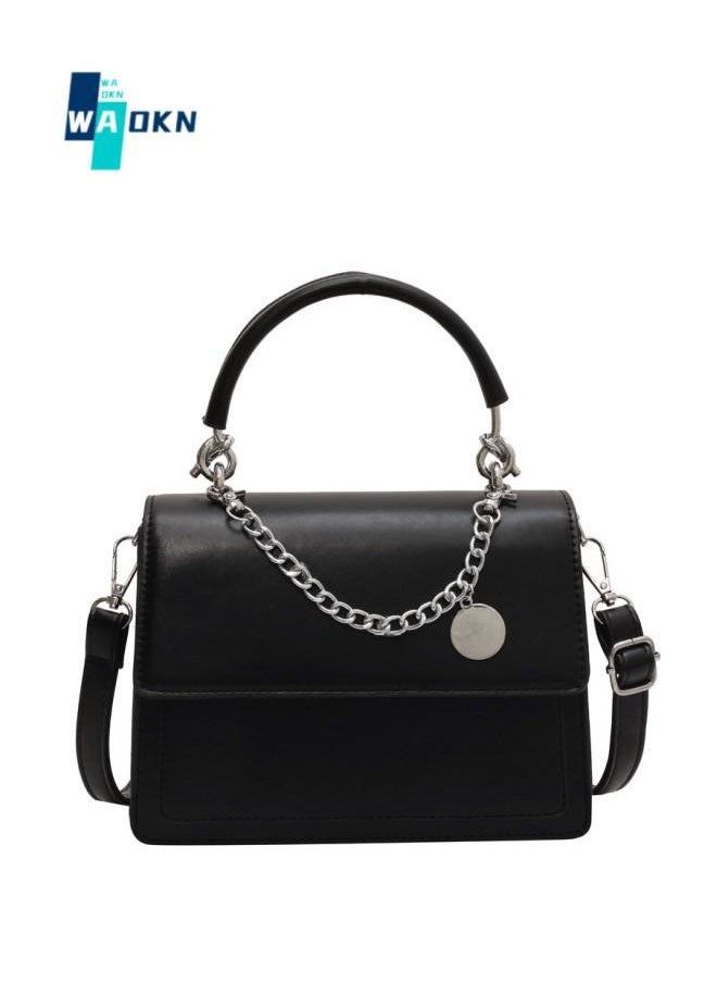 WAOKN - Women's Fashion Shoulder Bag, Ladies Simple Chain Crossbody Bag Sling Bag, Solid Color Handbag, Tote Bags，Carrying Bag, Gift Bag（Black) - Image 1