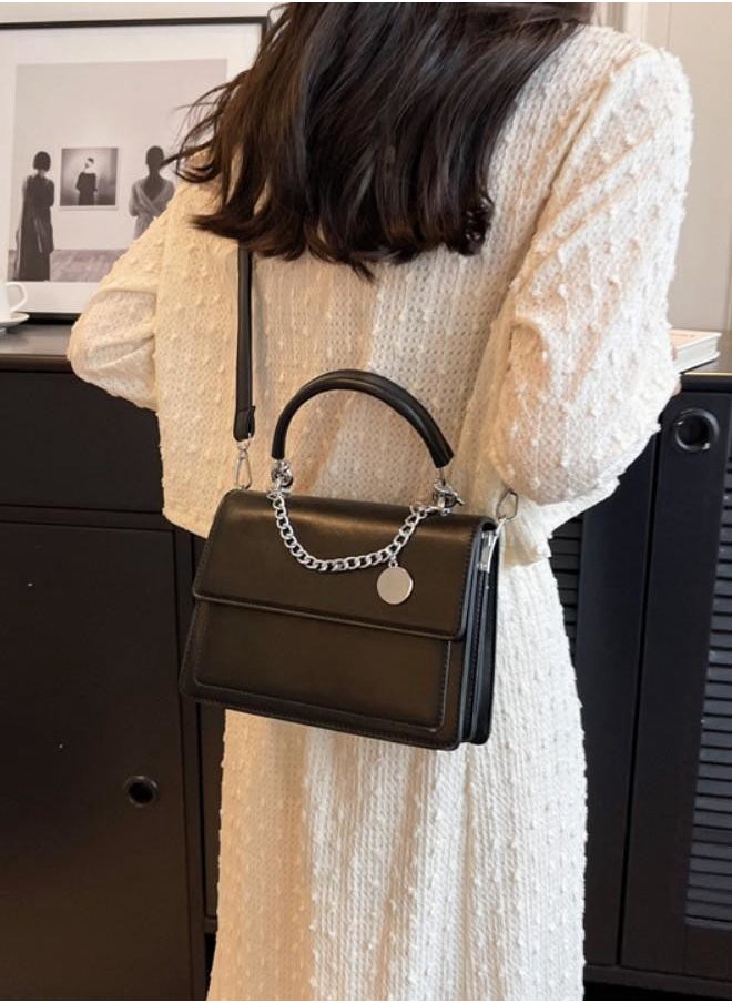 WAOKN - Women's Fashion Shoulder Bag, Ladies Simple Chain Crossbody Bag Sling Bag, Solid Color Handbag, Tote Bags，Carrying Bag, Gift Bag（Black) - Image 1