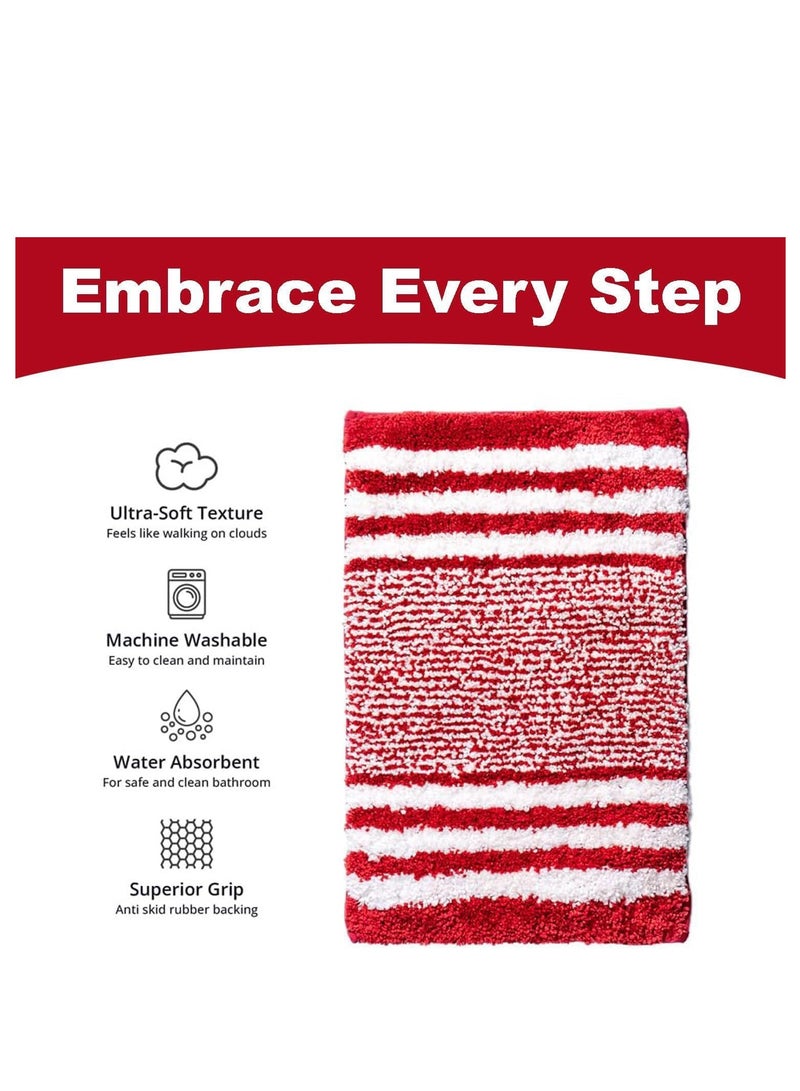 TYCOM سجاد الحمام حصيرة 40x60 سم غير قابلة للانزلاق ناعمة رقيقة من الألياف الدقيقة سجادة دش قابلة للغسل في الغسالة سريعة الجفاف حصائر استحمام فائقة للحمام والدش حمراء. - Image 3