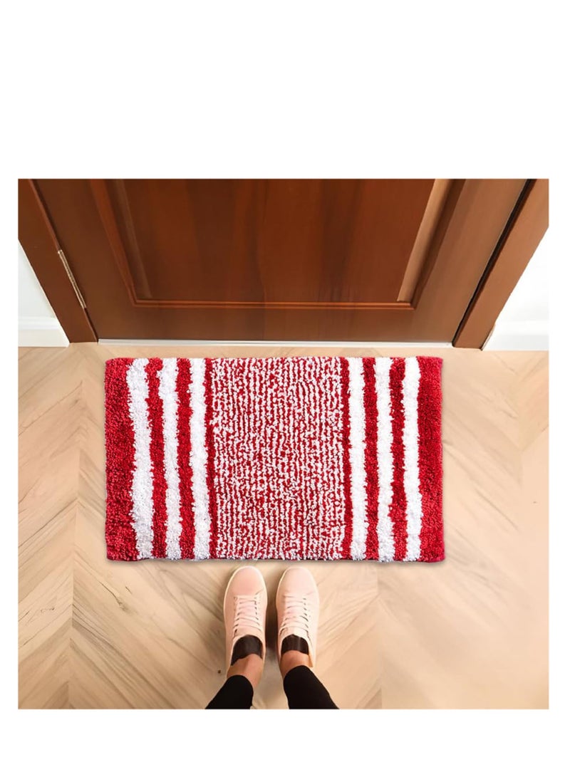 TYCOM سجاد الحمام حصيرة 40x60 سم غير قابلة للانزلاق ناعمة رقيقة من الألياف الدقيقة سجادة دش قابلة للغسل في الغسالة سريعة الجفاف حصائر استحمام فائقة للحمام والدش حمراء. - Image 4