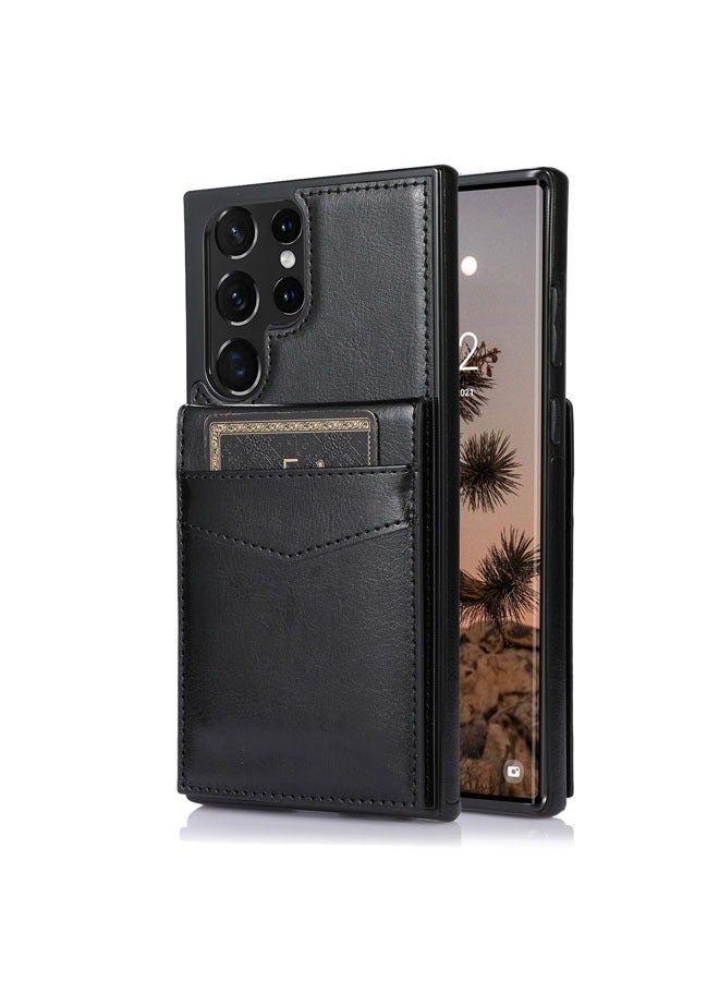 Double-layered lightweight high-quality leather Galaxy S24Ultra phone case flip card phone case  - Image 1