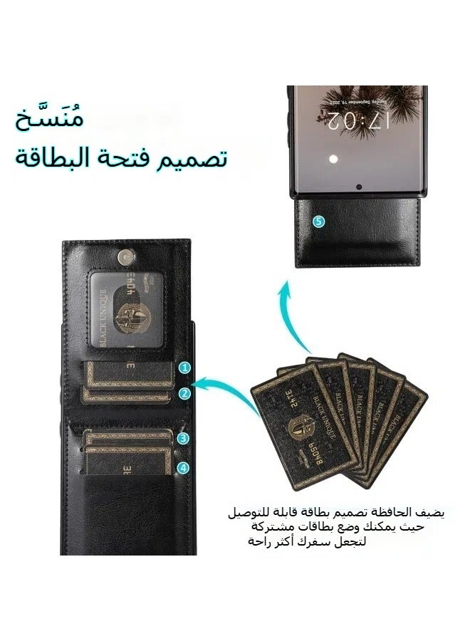Double-layered lightweight high-quality leather Galaxy S24Ultra phone case flip card phone case  - Image 3