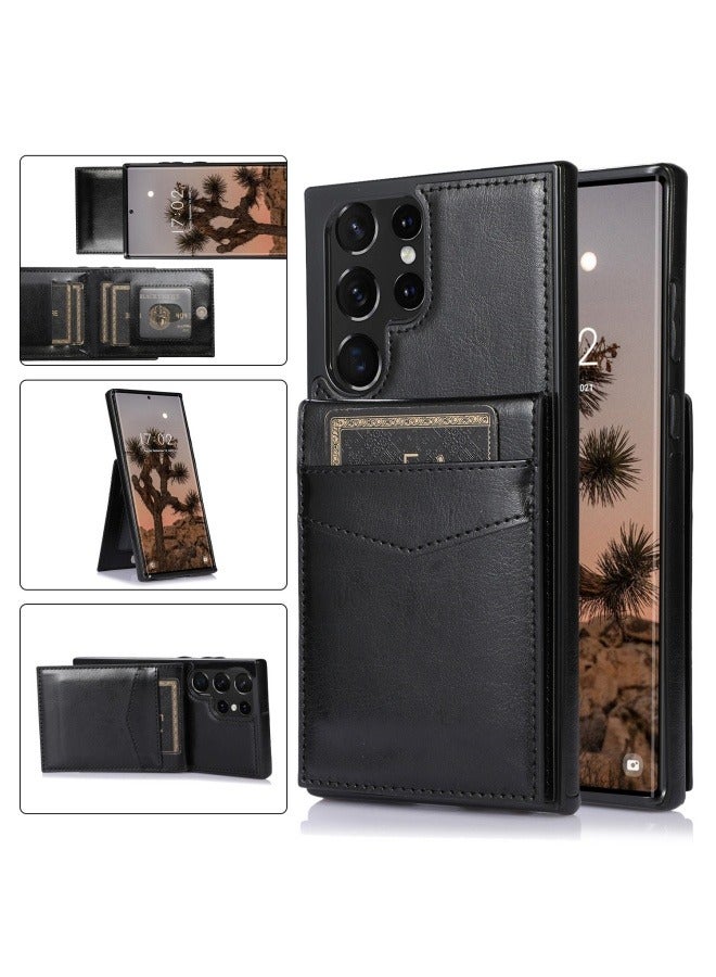 Double-layered lightweight high-quality leather Galaxy S24Ultra phone case flip card phone case  - Image 2