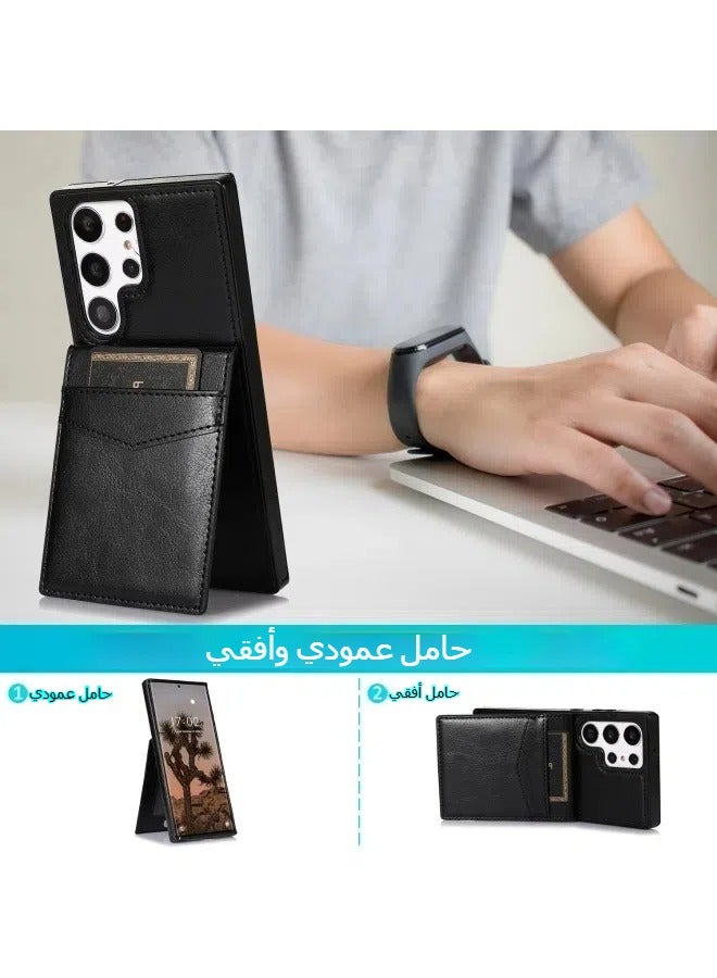 Double-layered lightweight high-quality leather Galaxy S24Ultra phone case flip card phone case  - Image 4