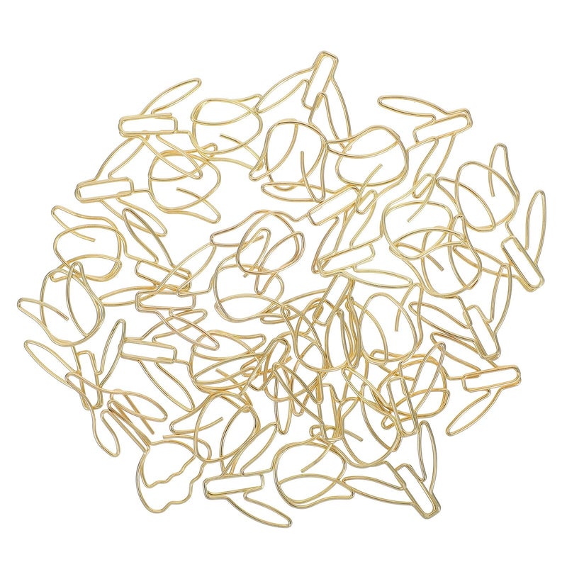 Gold Tulip Shaped Paper Clips 20pcs Decorative Functional Paperclip Holder Secure Grip - Image 2