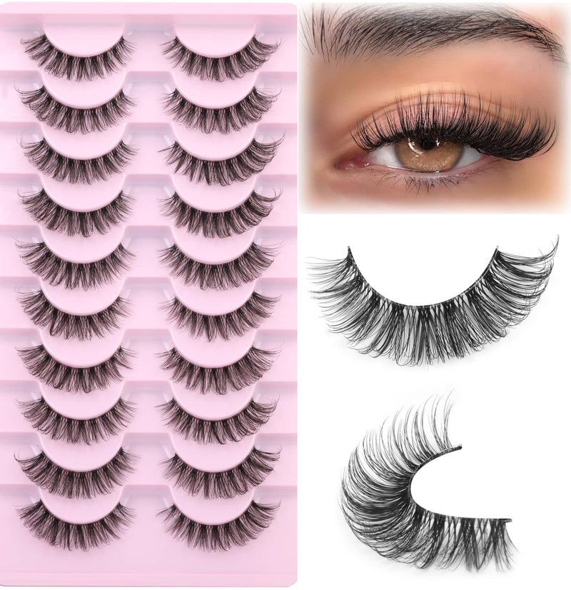 Kiromiro Lashes Natural Look Faux Mink Eyelashes Wispy Clear Band Lashes That Look Like Extensions Natural False Lashes Invisible 3D Strip Eyelashes Pack