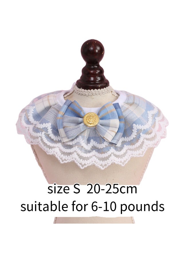 Oldzhan Pet supplies: cat lace pet collars, dog drool cloth, cat dog collars, short haired cat doll collars, drool cloth (blue) - Image 2